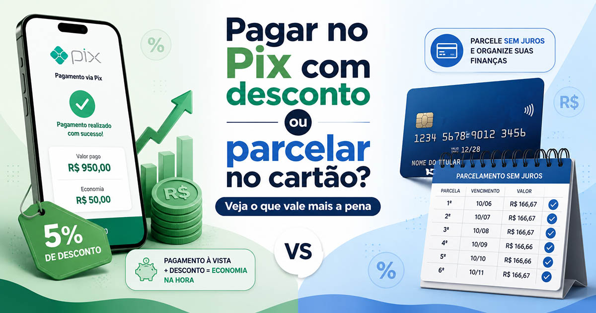 Pagar no Pix com desconto ou parcelar no cartão: o que vale mais a pena?
